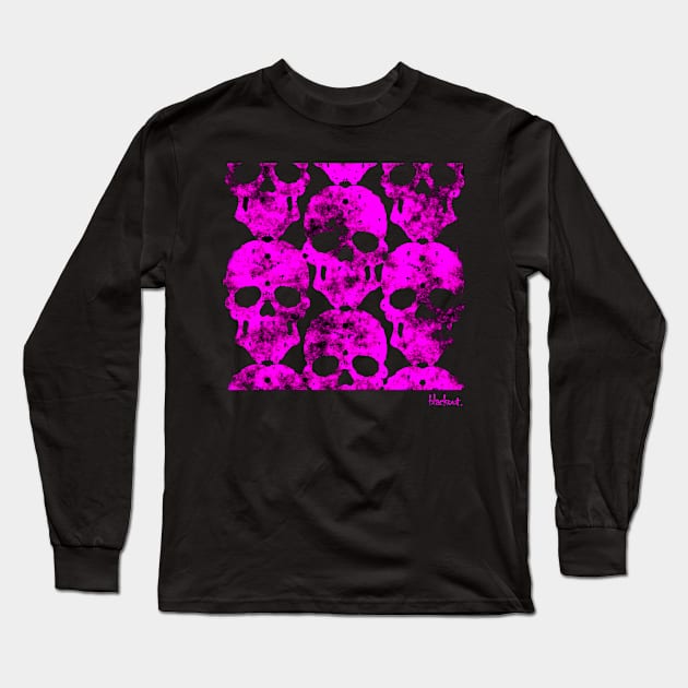 Skulls Convene in Magenta by Blackout Design Long Sleeve T-Shirt by Blackout Design